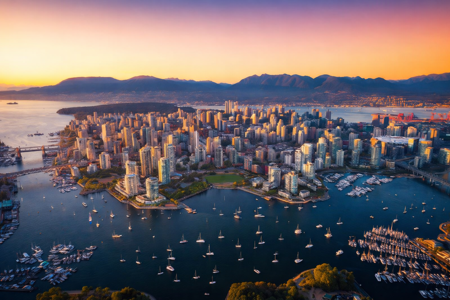 Vancouver skyline at sunset